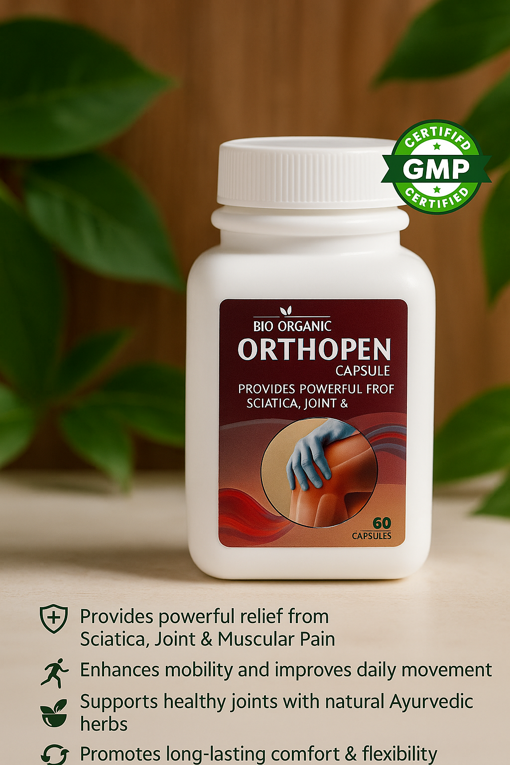 Bio Organic Orthopen Capsule – Ayurvedic Relief for Joint, Muscular & Sciatica Pain (60 Capsules)